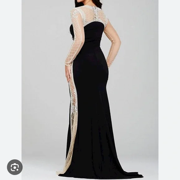 Jovani Black and Silver Long Sleeve Prom Dress - Picture 8 of 8